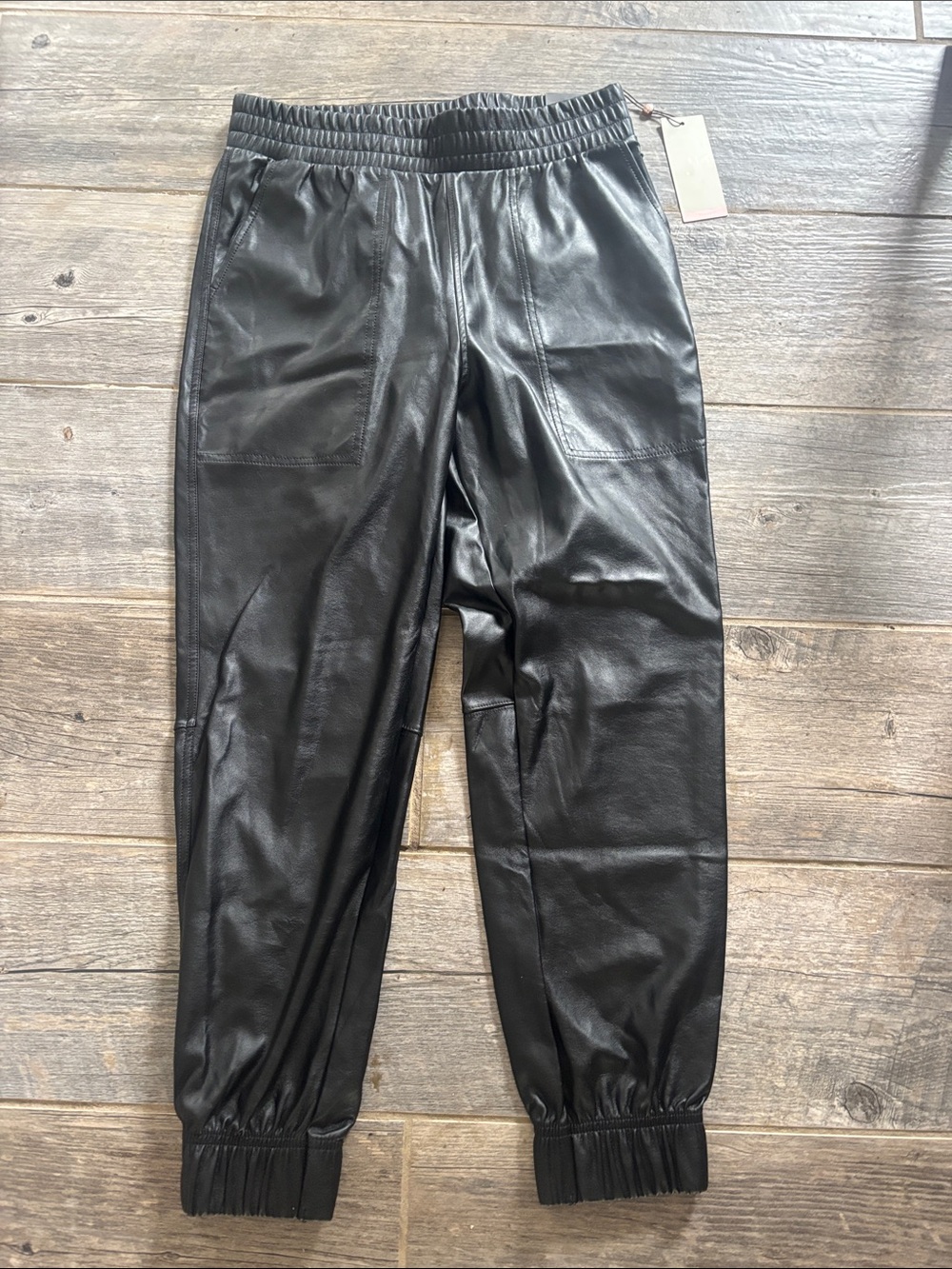 CALIA by Carrie Underwood Black Faux-Leather Jogger Pants